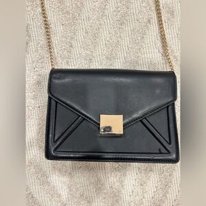 Classic Black Crossbody Shoulder Bag with Gold Hardware